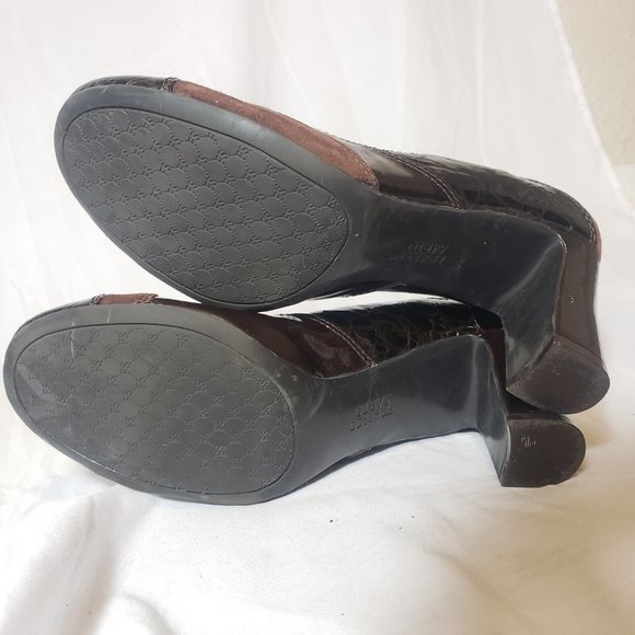 Vintage Early 2000s Y2K Franco Sarto Brown Round Toe Chunky Heel Pump Size 8.5M - Picture 9 of 11